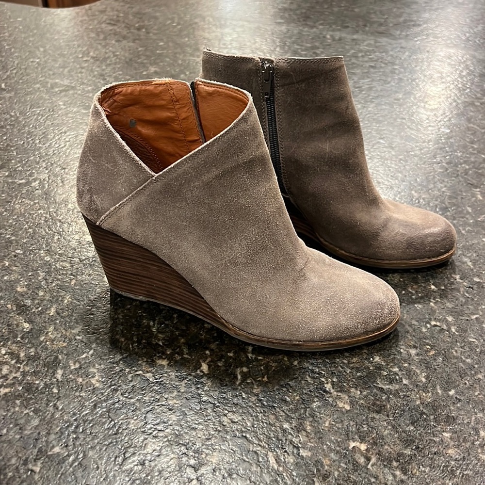 Lucky Brand Grey Wedge Bootie - size 11